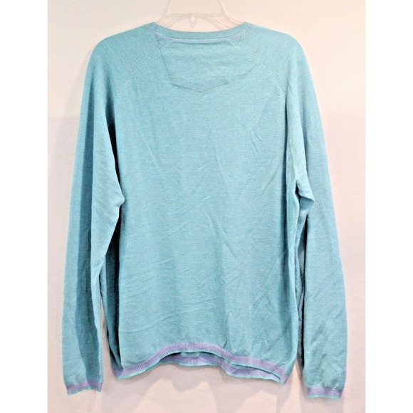Robert Graham Sweater Mens size XL Sky Blue Crew Long Sleeve - Picture 5 of 8